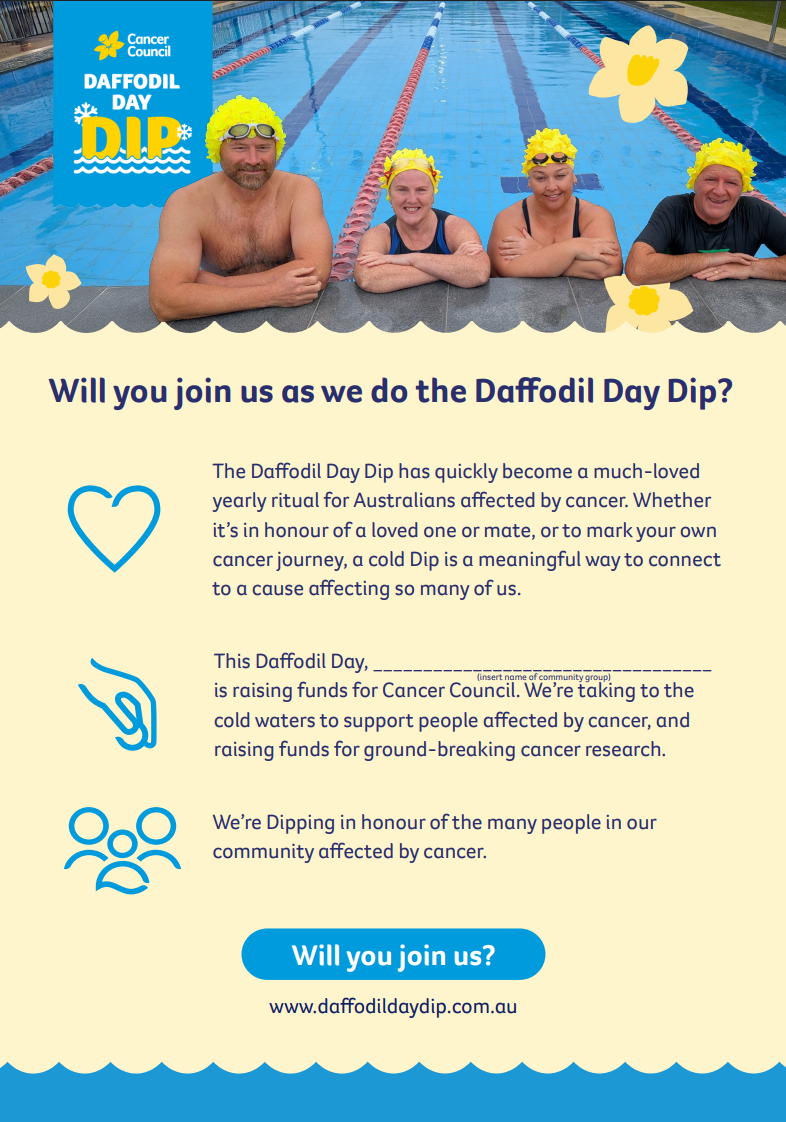 Daffodil Day Dip - Community group poster - 2026