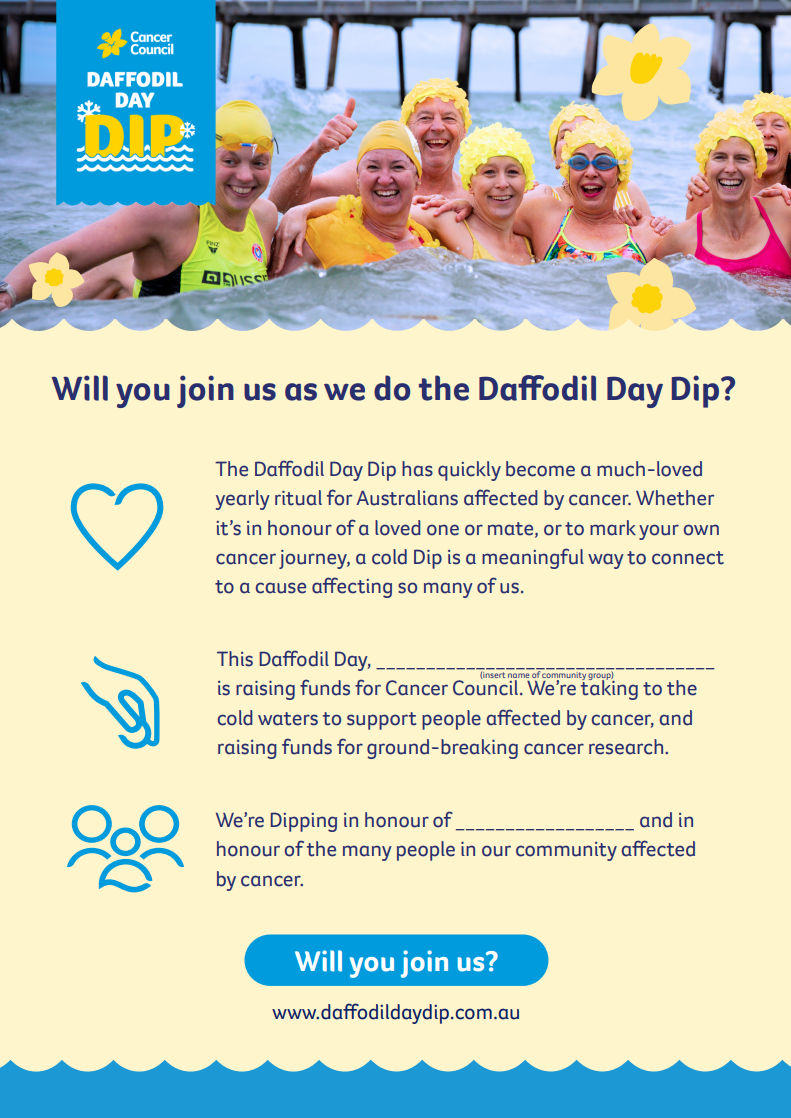 Daffodil Day Dip - Community poster (In memory) - 2026